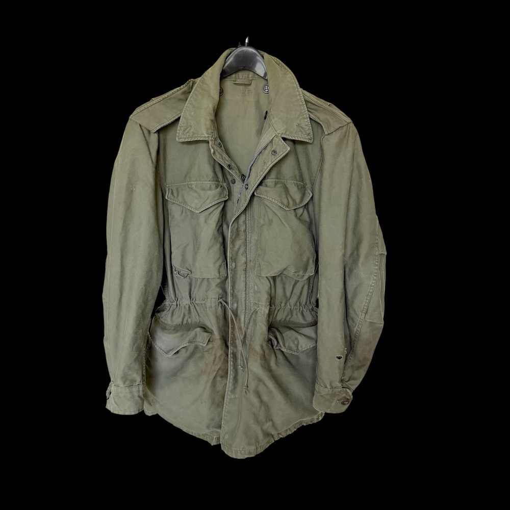 Vintage US Military M-1951 Field Jacket Olive Drab M51 Army Coat Crown Zip Long